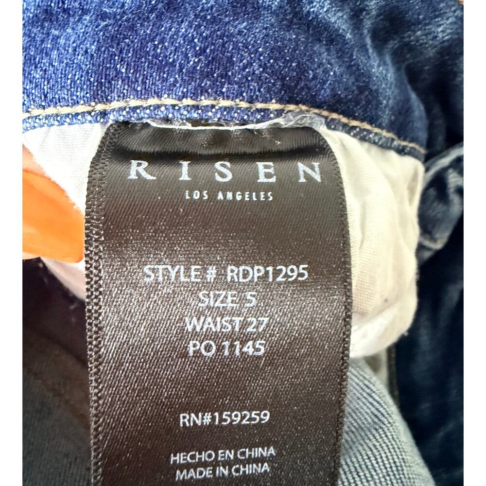 Risen Jeans 5/27 Distressed Flare Raw Hem Medium Wash Denim - Picture 7 of 9